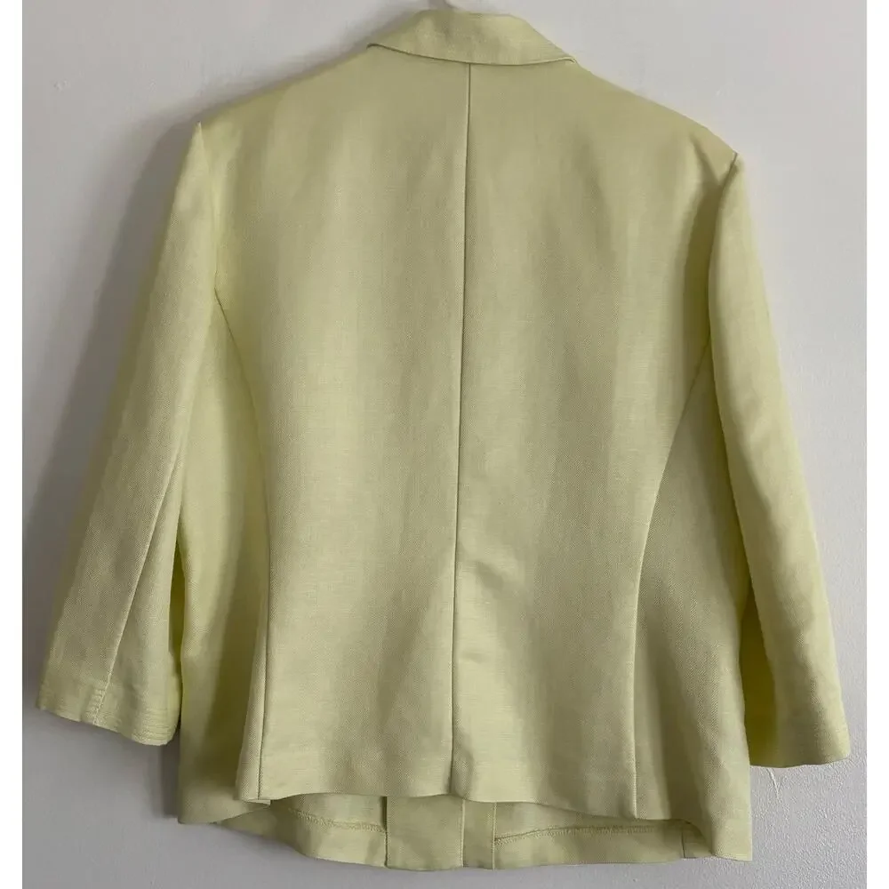 Emma James Yellow Linen Blend Blazer Size 16